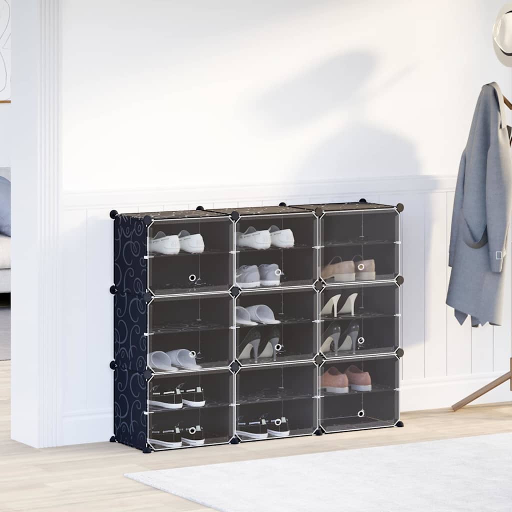 Meubles de stockage Vidaxl avec 9 compartiments et portes en polypropène noir