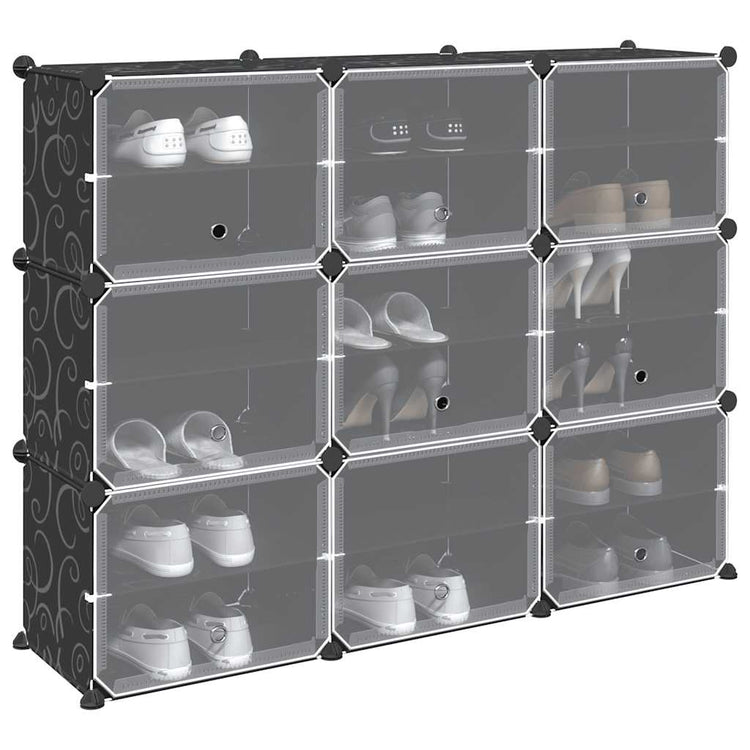 Meubles de stockage Vidaxl avec 9 compartiments et portes en polypropène noir