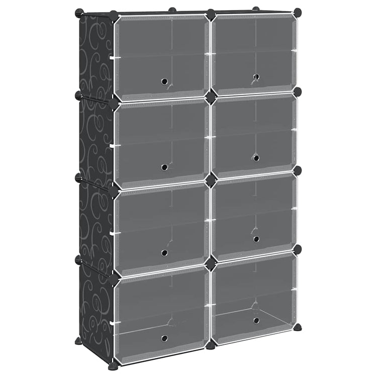 Meubles de stockage vidaxl avec 8 compartiments et portes en polypropène noir
