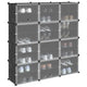 Meubles de stockage vidaxl avec 12 compartiments et portes en polypropène noir