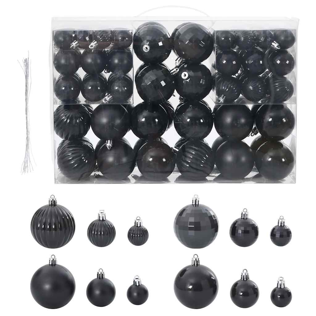 Vidaxl Boules de Noël 100 sts Ø3 4 6 cm noir