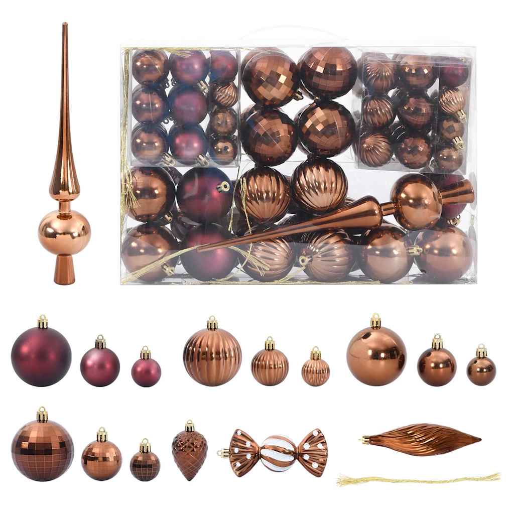 Vidaxl Boules de Noël 98 Sts Ø3 4 6 cm brun