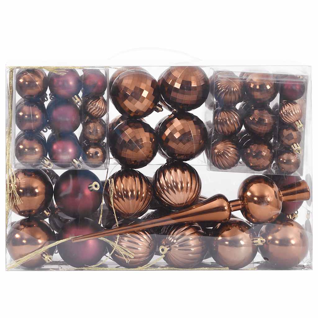 Vidaxl Boules de Noël 98 Sts Ø3 4 6 cm brun