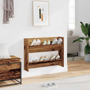 Armoire à chaussures murales vidaxl 80x18x60 cm en bois de propriété en bois vieux -colore - afbeelding 3