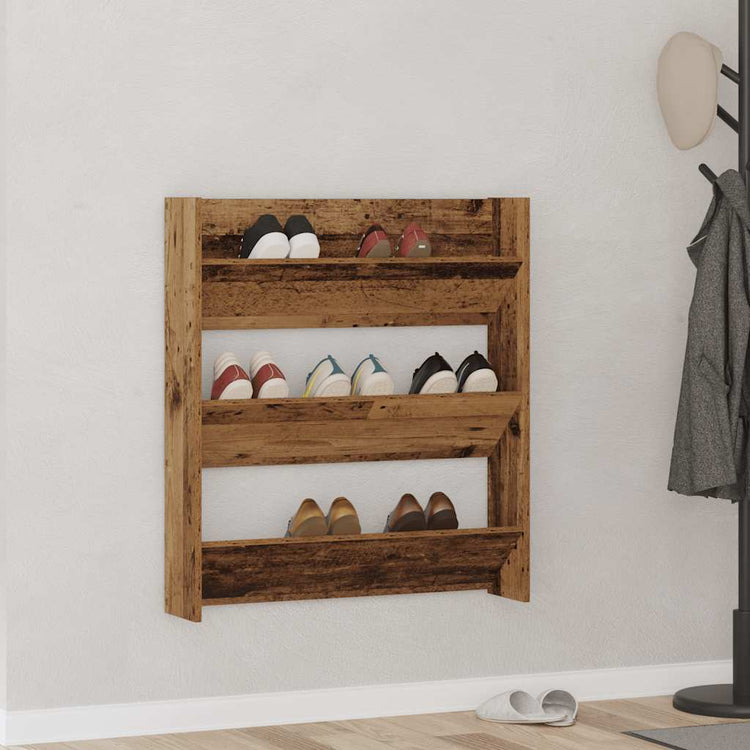 Armoire de chaussures murales vidaxl 80x18x90 cm en bois de bois ancien en bois coloré