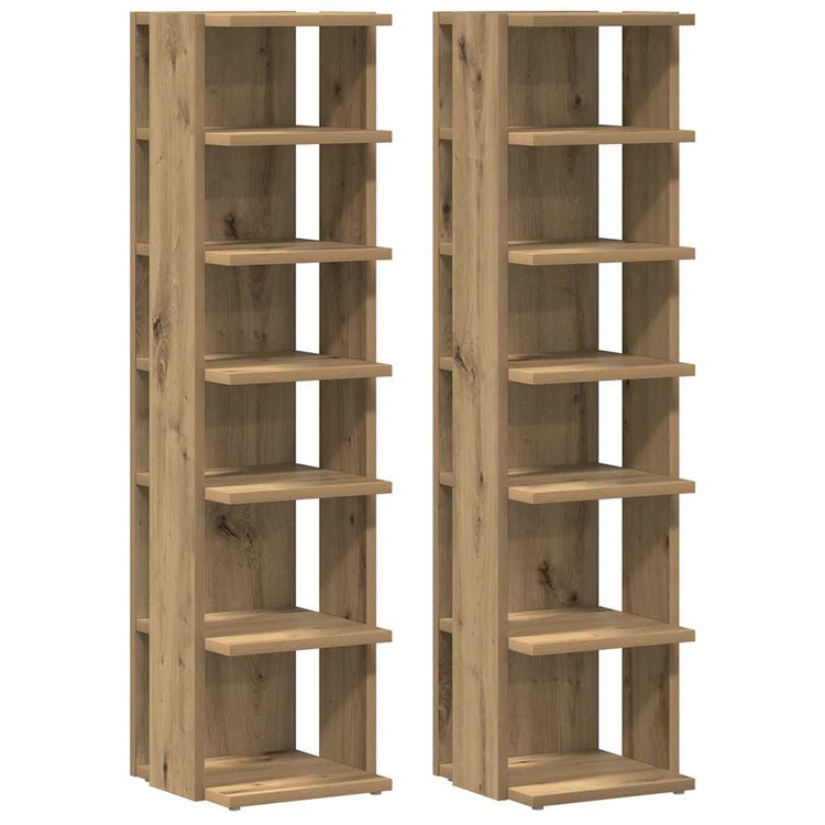 Armoires à chaussures Vidaxl 2 ST 28x27x102 cm en bois de bois transformé en chêne artisanal