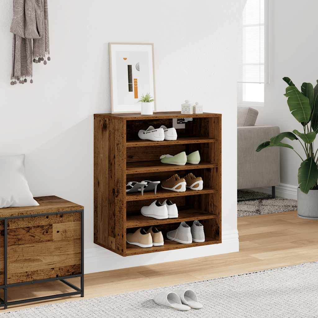 Armoire à chaussures vidaxl 60x35x70 cm bois transformé vieux bois -colored