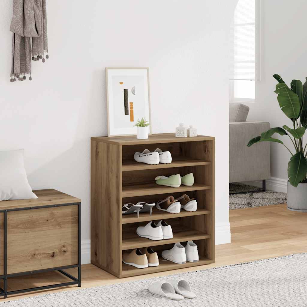 Armoire à chaussures Vidaxl 60x35x70 cm Couleur de chêne artisanal en bois transformé