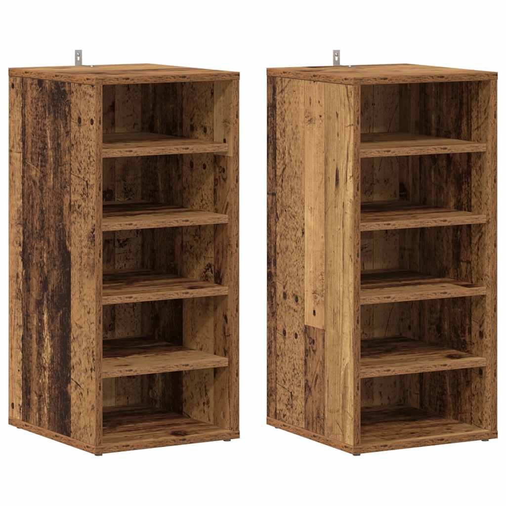 Armoires à chaussures Vidaxl 2 PCS 32x35x70 cm Bois transformé Old Wood -Colored