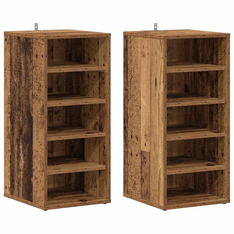 Armoires à chaussures Vidaxl 2 PCS 32x35x70 cm Bois transformé Old Wood -Colored