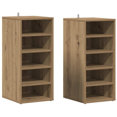 Armoires à chaussures Vidaxl 2 PCS 32x35x70 cm en bois de bois transformé en chêne
