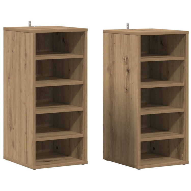 Armoires à chaussures Vidaxl 2 PCS 32x35x70 cm en bois de bois transformé en chêne