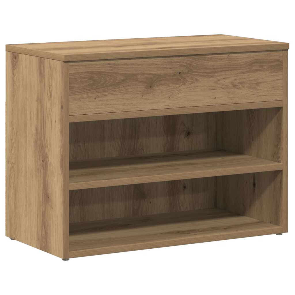 Banc de chaussures Vidaxl 60x30x45 cm Couleur de chêne artisanal en bois transformé