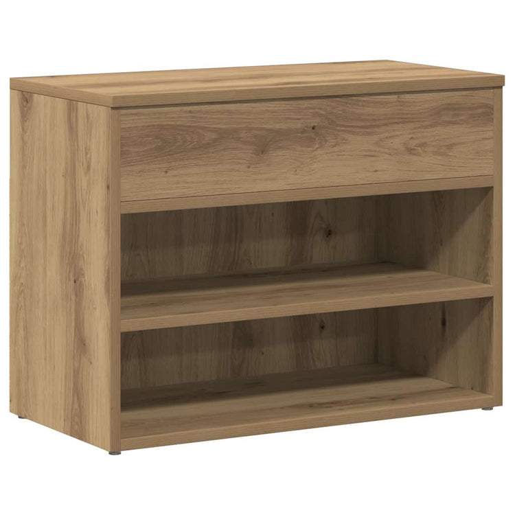 Banc de chaussures Vidaxl 60x30x45 cm Couleur de chêne artisanal en bois transformé