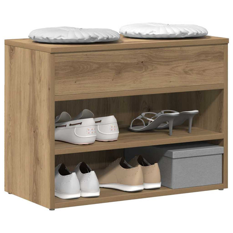Banc de chaussures Vidaxl 60x30x45 cm Couleur de chêne artisanal en bois transformé