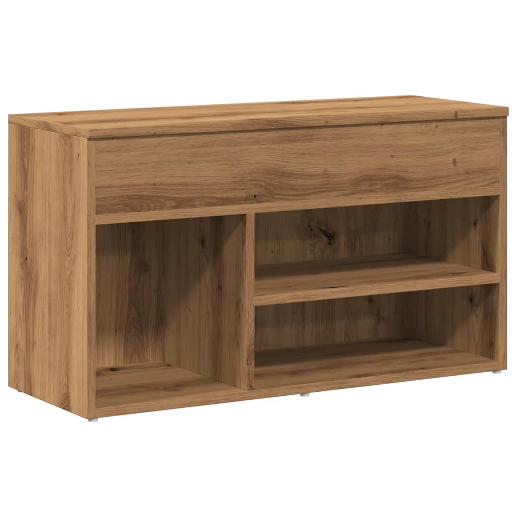 Banc à chaussures VidaXL 80x30x45 cm en bois travaillé, couleur chêne artisanal
