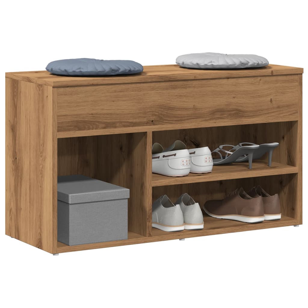 Banc à chaussures VidaXL 80x30x45 cm en bois travaillé, couleur chêne artisanal