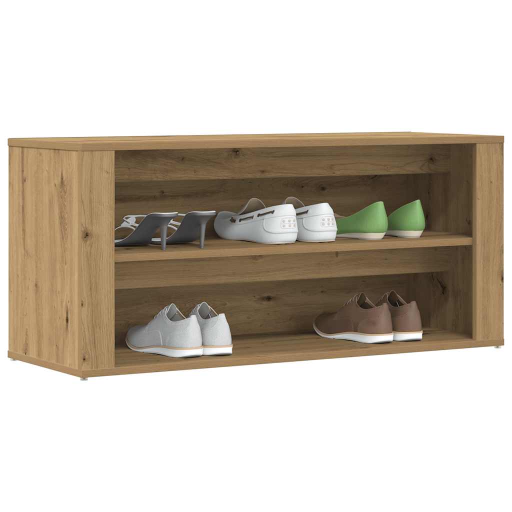 Banc à chaussures VidaXL 100x35x45 cm en bois travaillé, coloris chêne artisanal