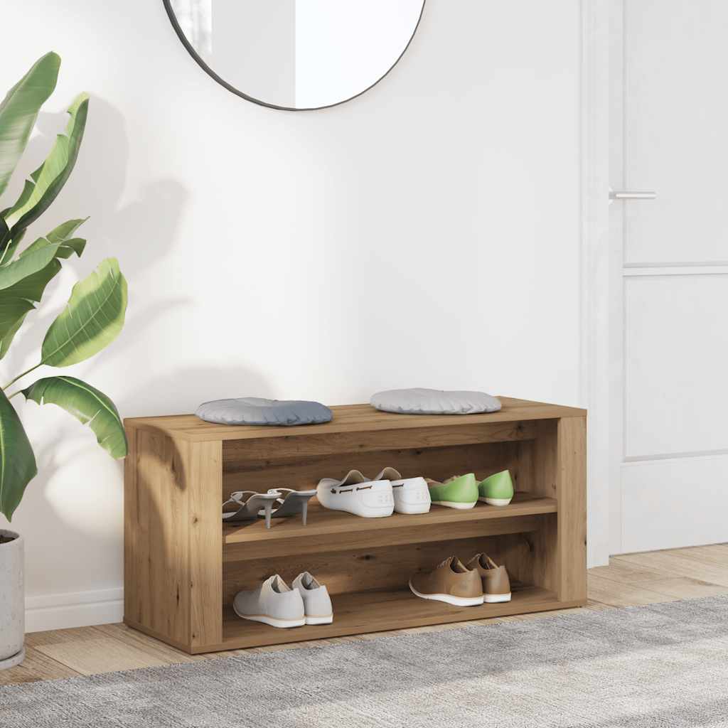 Banc à chaussures VidaXL 100x35x45 cm en bois travaillé, coloris chêne artisanal