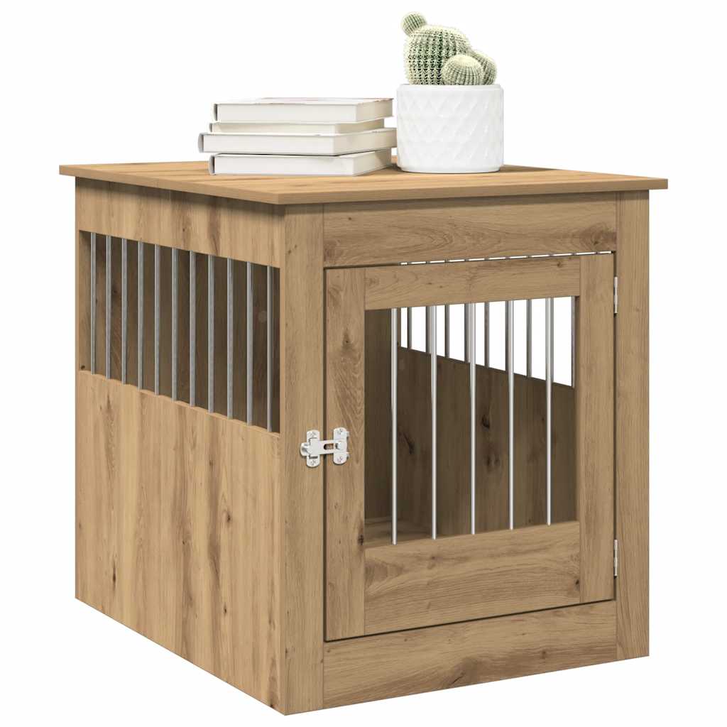 Caisse pour chien Vidaxxl 64,5x80x71 cm en bois travaillé, coloris chêne artisanal