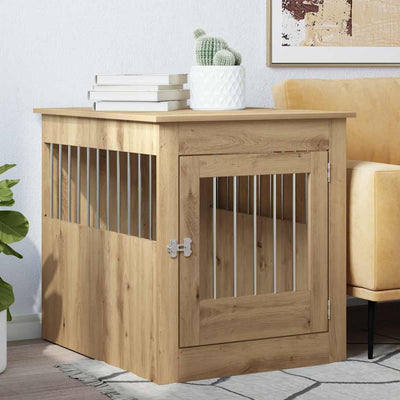 Caisse pour chien Vidaxxl 64,5x80x71 cm en bois travaillé, coloris chêne artisanal