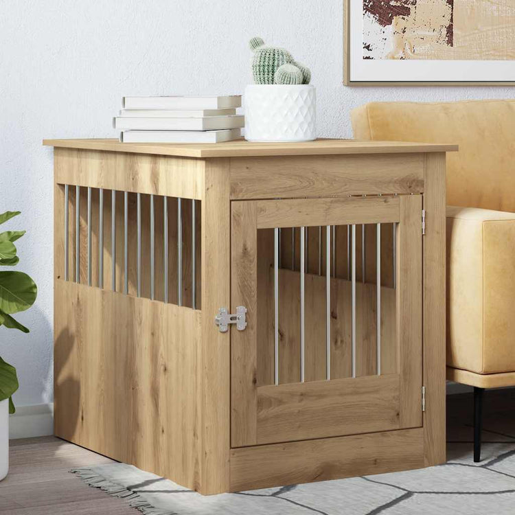 Caisse pour chien Vidaxxl 64,5x80x71 cm en bois travaillé, coloris chêne artisanal