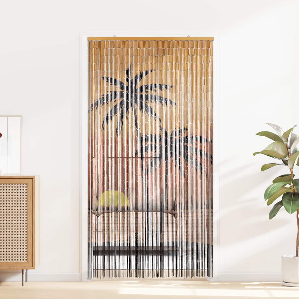 VidaXL rideau anti-insectes imprimé palmier 90x220 cm bambou