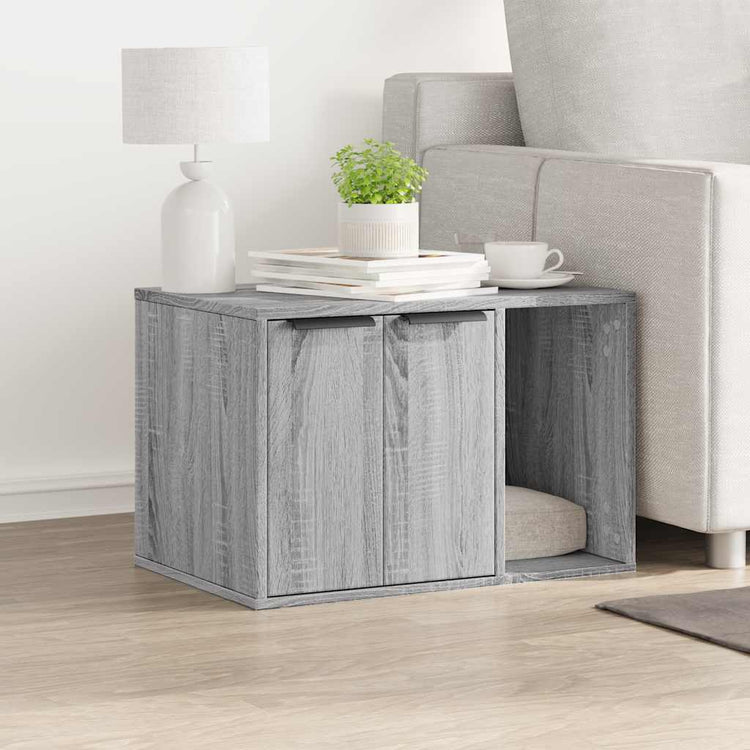 Vidaxxl litière pour chat 60x40x40 cm bois d'ingénierie gris coloris chêne sonoma