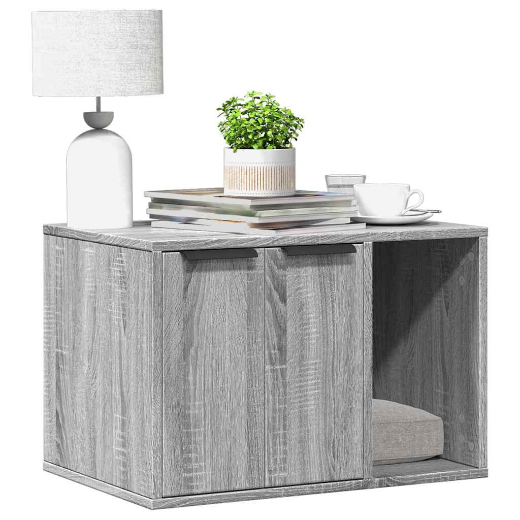 Vidaxxl litière pour chat 60x40x40 cm bois d'ingénierie gris coloris chêne sonoma