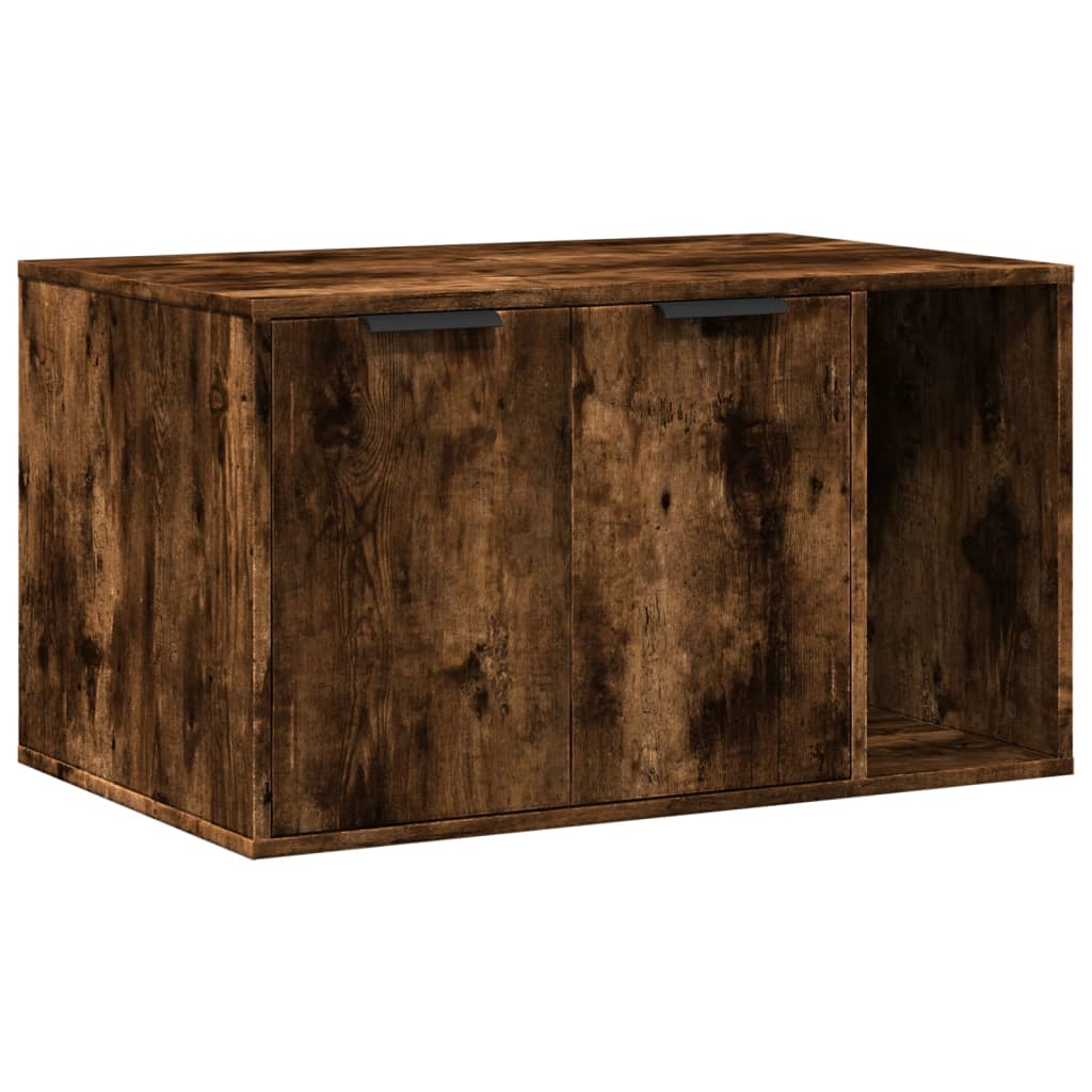 Vidaxxl litière pour chat 80x50x45 cm bois traité, chêne fumé
