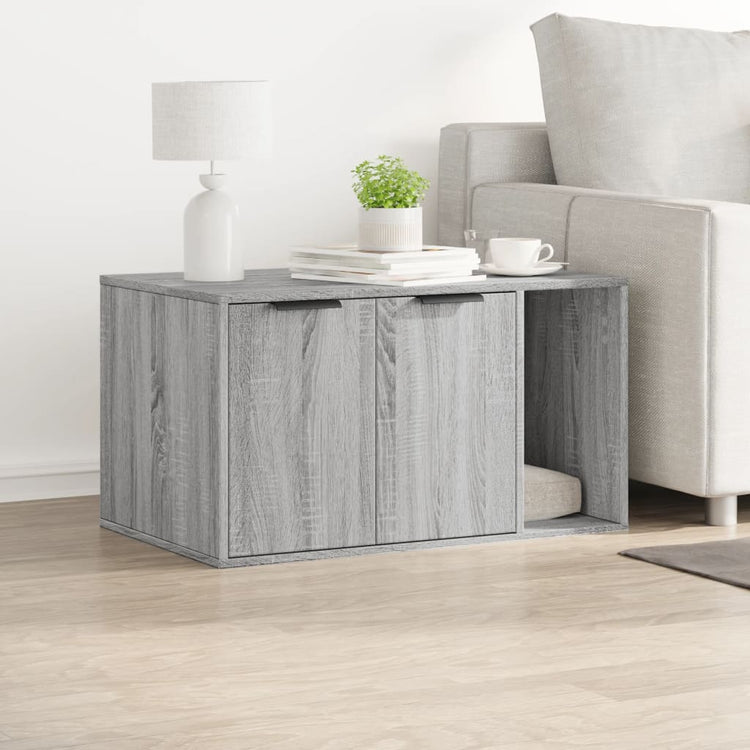 Vidaxxl litière pour chat 80x50x45 cm bois d'ingénierie gris coloris chêne sonoma
