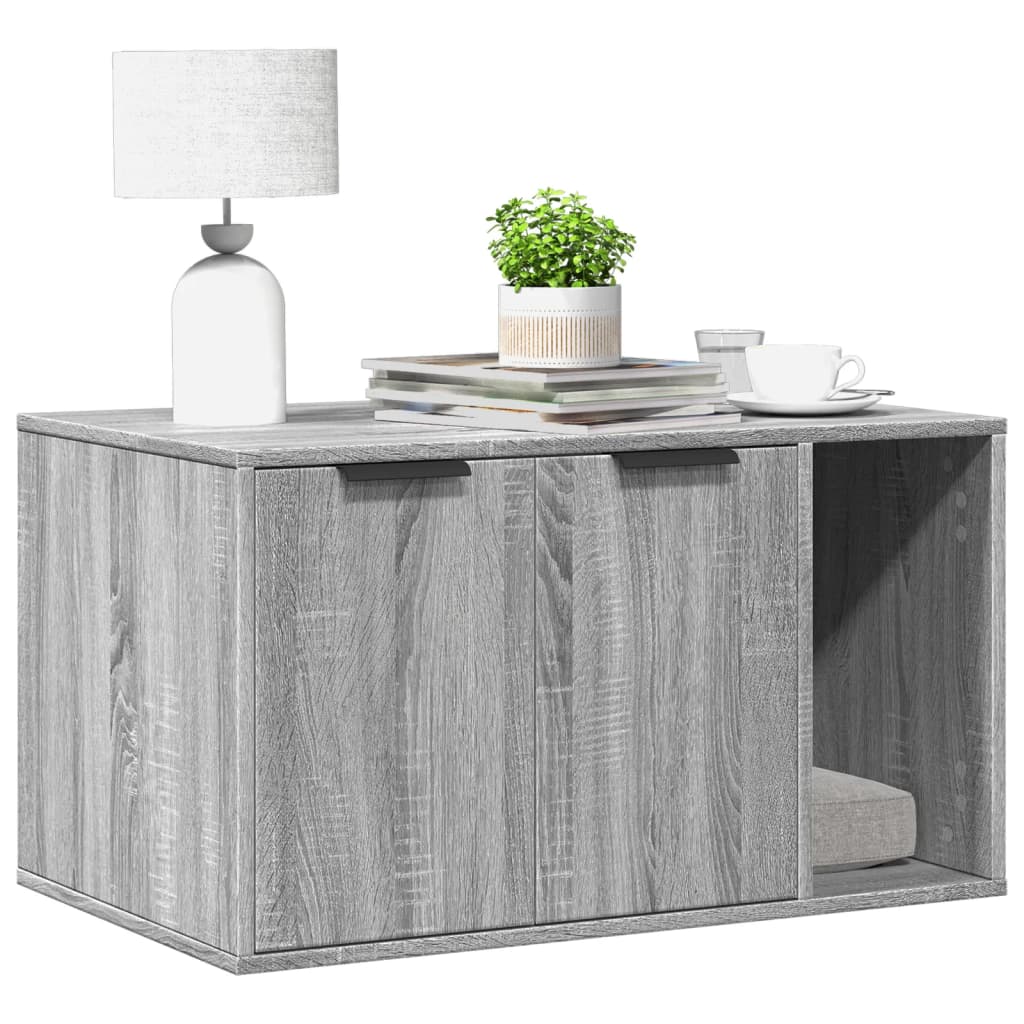 Vidaxxl litière pour chat 80x50x45 cm bois d'ingénierie gris coloris chêne sonoma