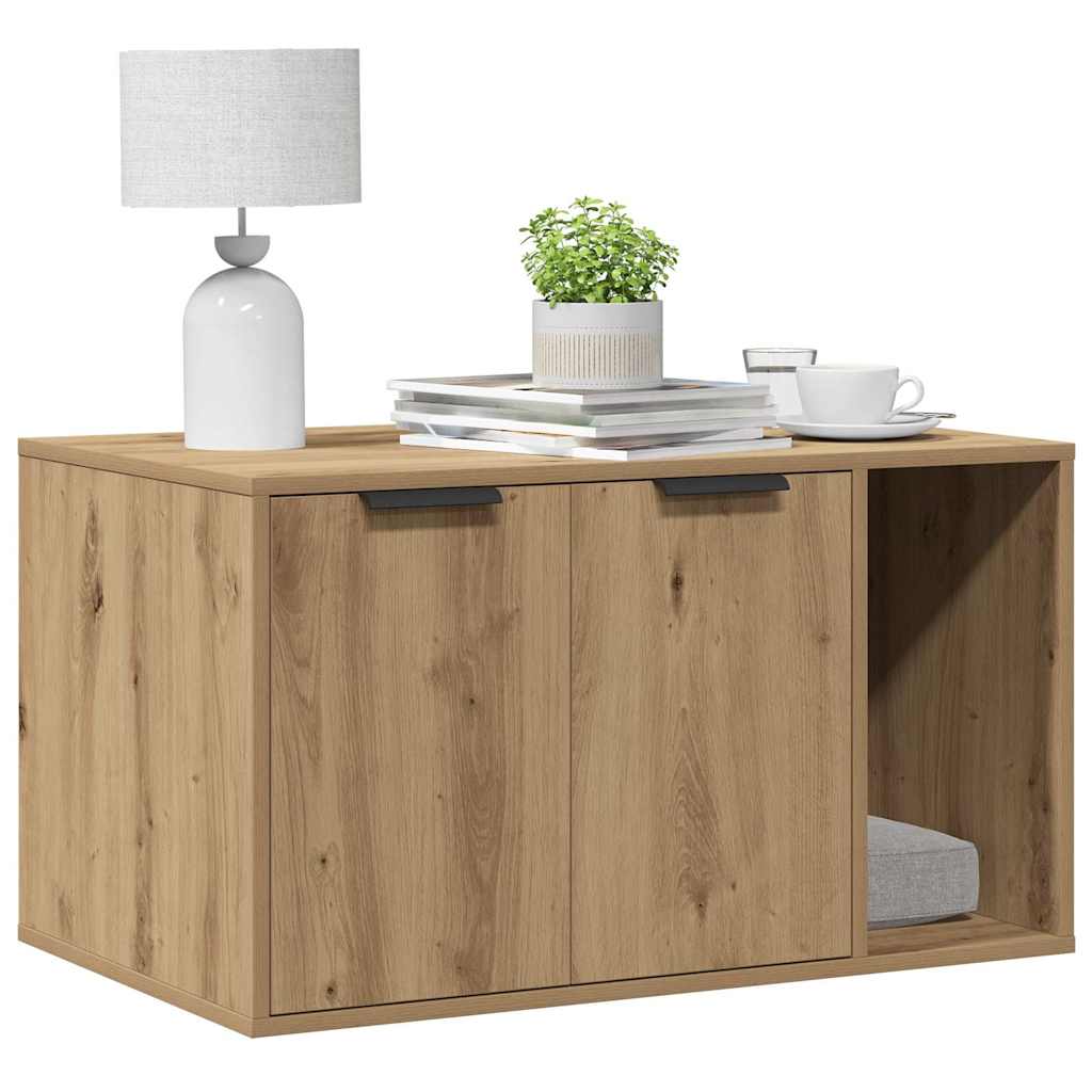 Vidaxxl litière pour chat 80x50x45 cm en bois travaillé, couleur chêne artisanal
