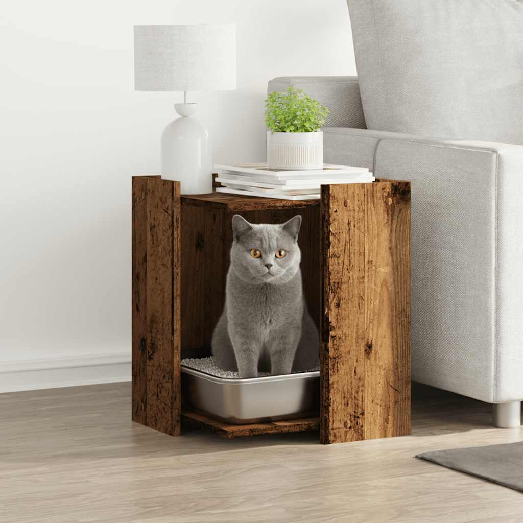 Vidaxl kattenbakkast 42x42x51 cm bois transformé vieux bois coloré