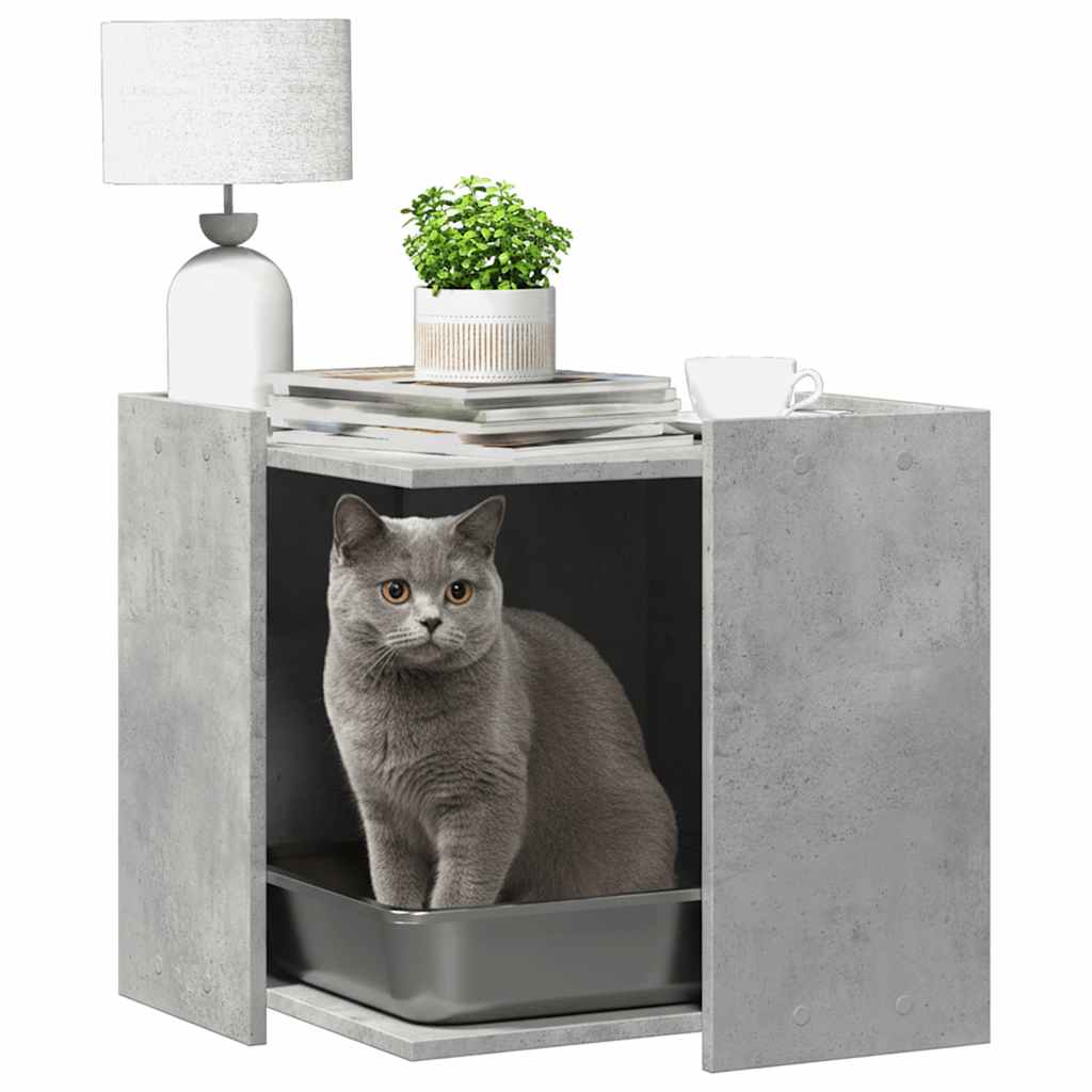 Vidaxl kattenbakkast 53x53x51 cm Betongrij en bois transformé
