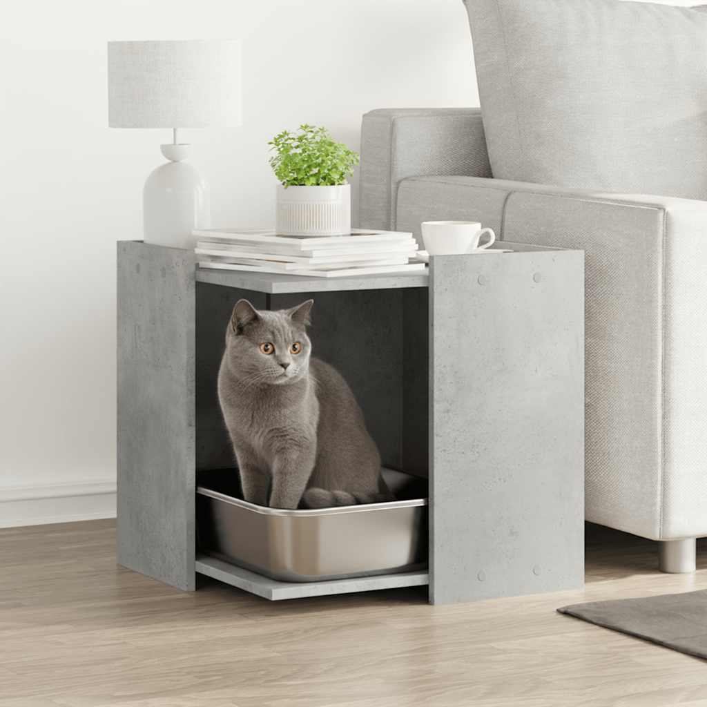 Vidaxl kattenbakkast 53x53x51 cm Betongrij en bois transformé