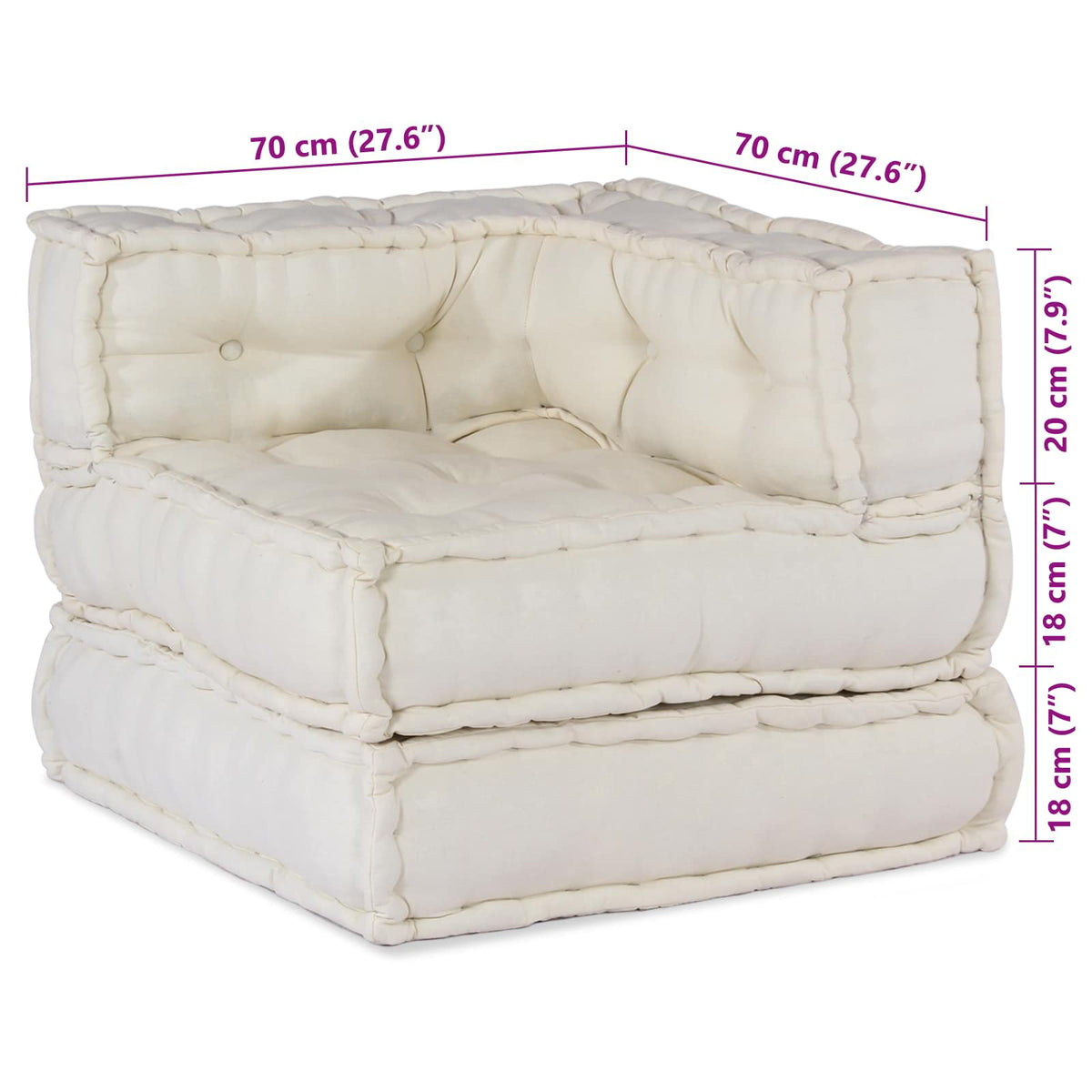 Vidaxl canapé modulable 2 pcs crème 140 x 70 x 56 cm tissu