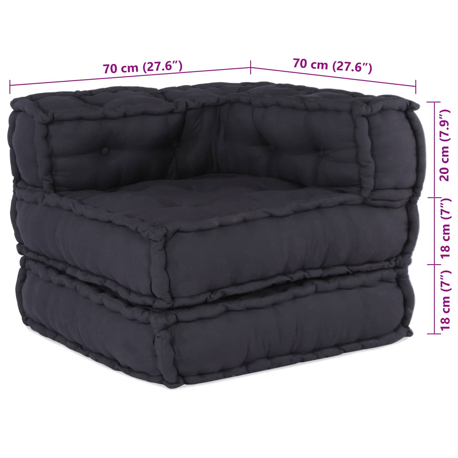 Vidaxl canapé modulable 2 pcs anthracite 140 x 70 x 56 cm tissu