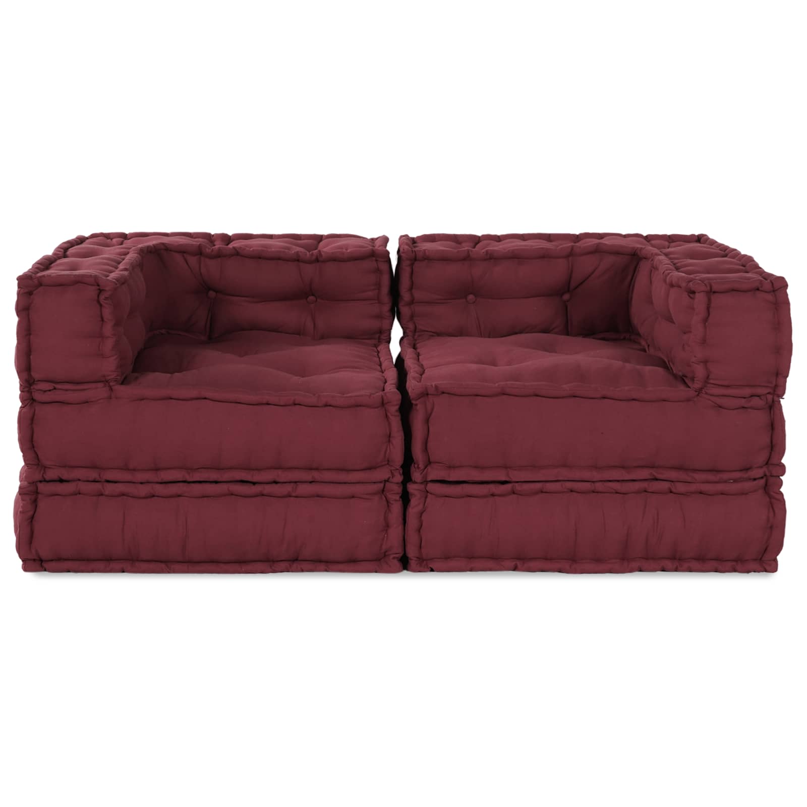 VidaXL canapé modulable 2 pcs bordeaux 140 x 70 x 56 cm tissu