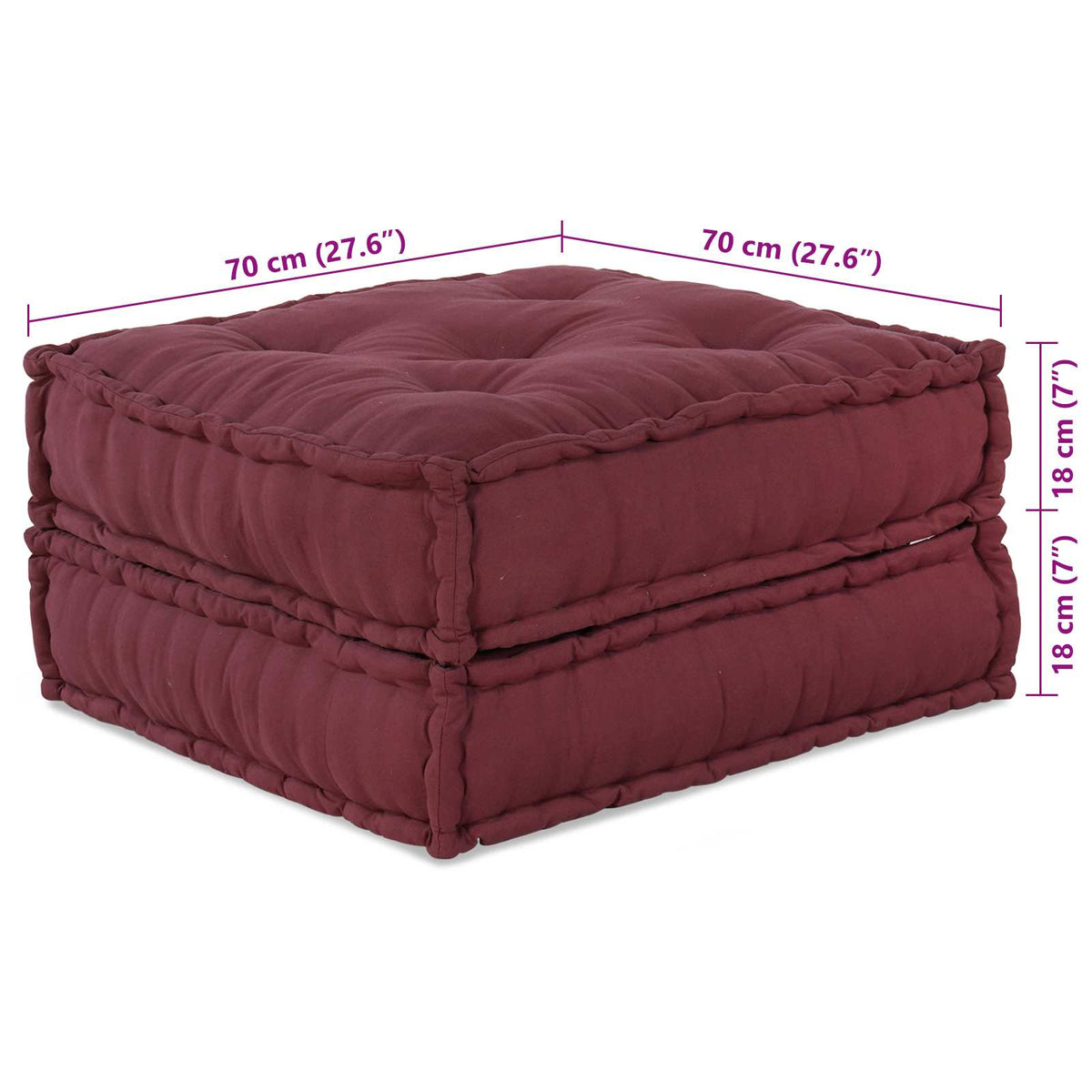VidaXL canapé modulable 2 pcs bordeaux 140 x 70 x 36 cm tissu