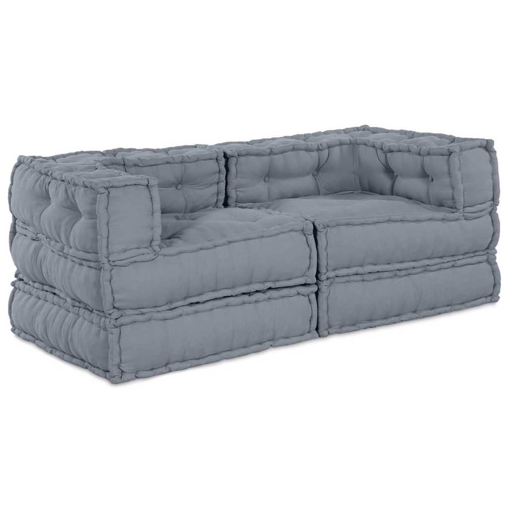 Vidaxl canapé modulable 2 pcs gris 140 x 70 x 56 cm tissu