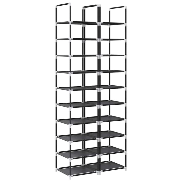 VidaXL étagères à chaussures 2 pcs 33x33x174 cm non tissé 10 couches noir