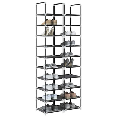 VidaXL étagères à chaussures 2 pcs 33x33x174 cm non tissé 10 couches noir