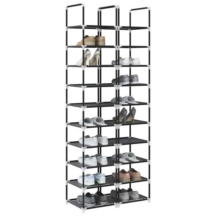 VidaXL étagères à chaussures 2 pcs 33x33x174 cm non tissé 10 couches noir