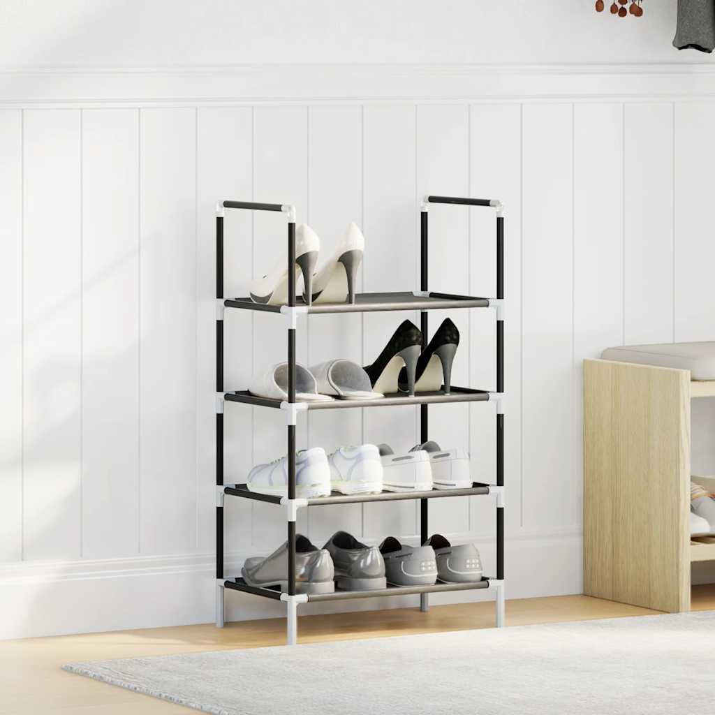 VidaXL étagère à chaussures 4 couches 44x28x77 cm tissu non tissé noir