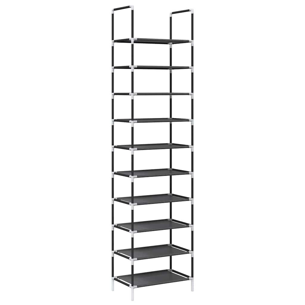 VidaXL étagère à chaussures 10 couches 44x28x180 cm tissu non tissé noir