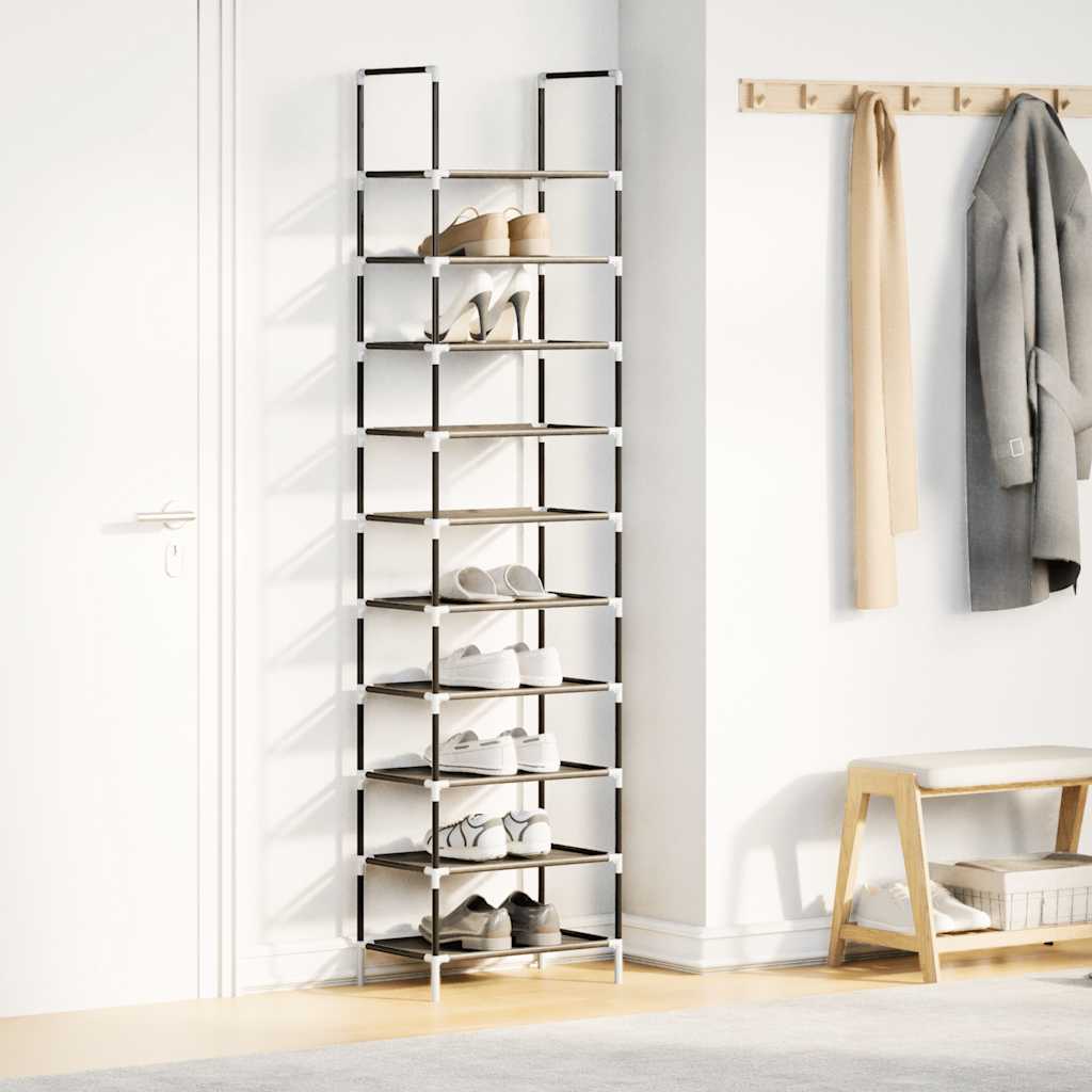 VidaXL étagère à chaussures 10 couches 44x28x180 cm tissu non tissé noir