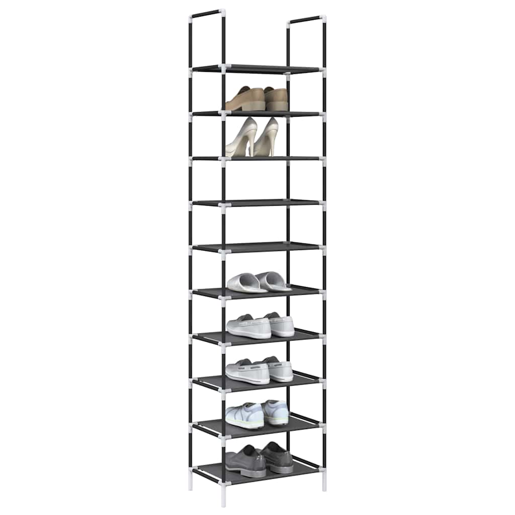 VidaXL étagère à chaussures 10 couches 44x28x180 cm tissu non tissé noir