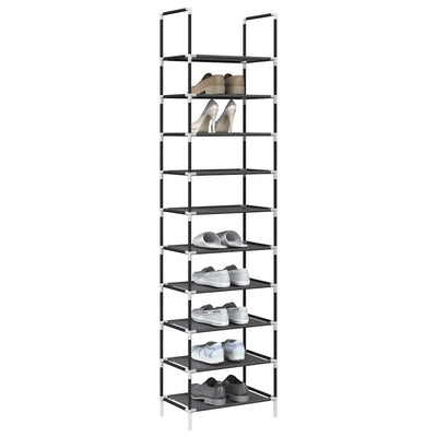 VidaXL étagère à chaussures 10 couches 44x28x180 cm tissu non tissé noir