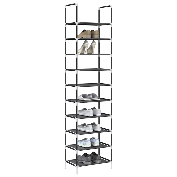 VidaXL étagère à chaussures 10 couches 44x28x180 cm tissu non tissé noir